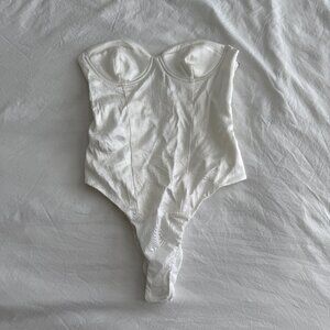 Zara Satin Bustier White Ecru Bodysuit